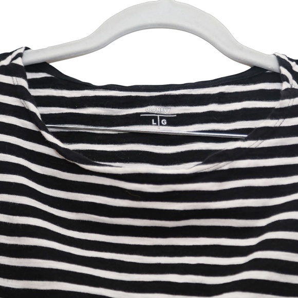 Old Navy Black and White Striped 3/4 Sleeve Shirt - Picture 2 of 3